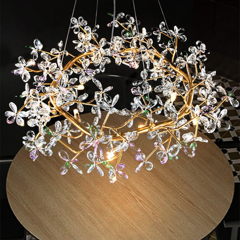 Liana French Crystal Gold Pendant Lamp For Dining & Villas Chandelier