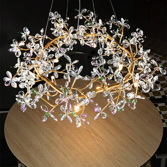 Liana French Crystal Gold Pendant Lamp For Dining & Villas Chandelier