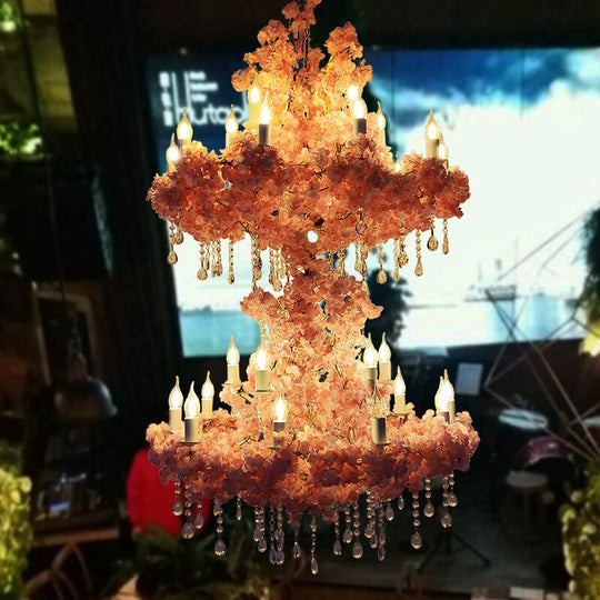 Simulation Fiower Big Pendant Light Theme Restaurant Hot Pot Hotel Lobby Peach Blossom Plant