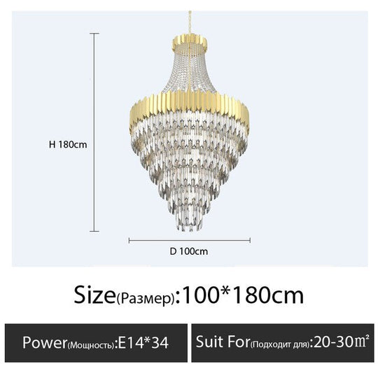 Luxury Long Large Stair K9 Crystal Chandelier Lustres De Cristal Led Pendant Light Hotel Villa