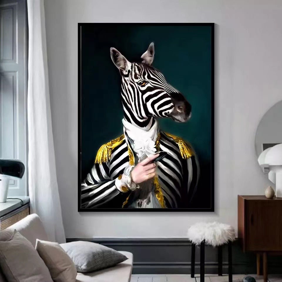 Animal Art Canvas Poster - Zebra Lion Elephant Oil Prints For Living Room Decor Printings