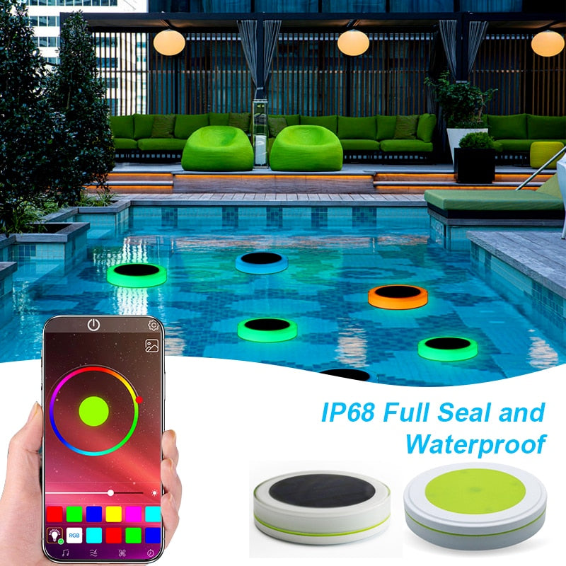 Rgbw Color App Remote Solar Floating Light Led Swimming Pool Outdoor Lights Waterproof Ip68 Changing