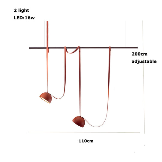 Trendy Diy Long Belt Black Orange Pendant Light Chandelier Luminaire Suspension Lamp For Living Room