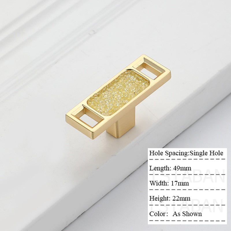 Zinc Alloy Gold Diamond Cabinet Knobs Kitchen Door Handles Drawer Cupboard Handle For Furniture