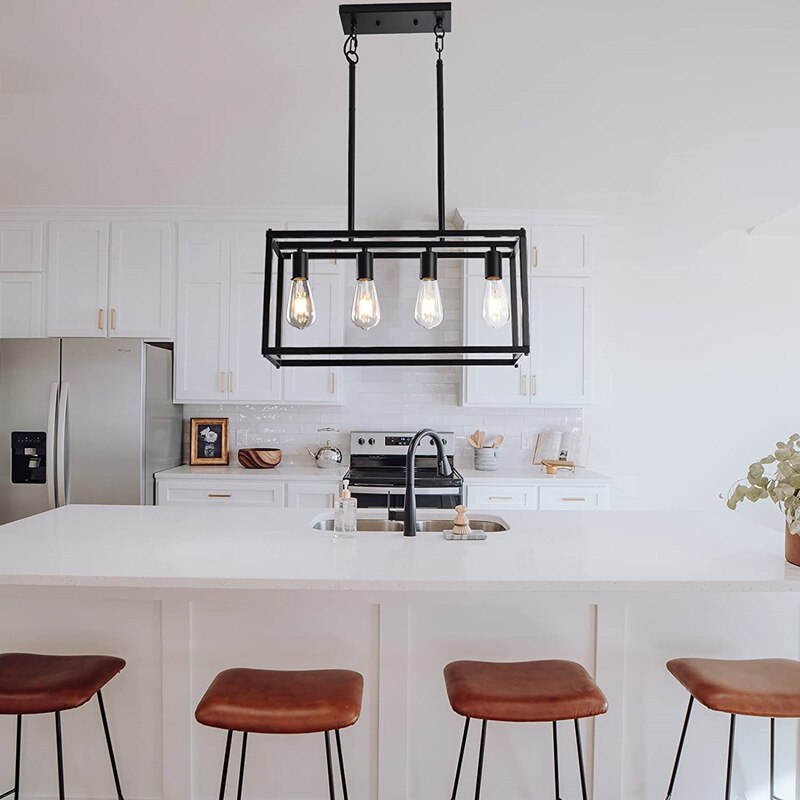 American Retro Iron Chandelier Dining Room Kitchen Study Decorative Industrial Style Black