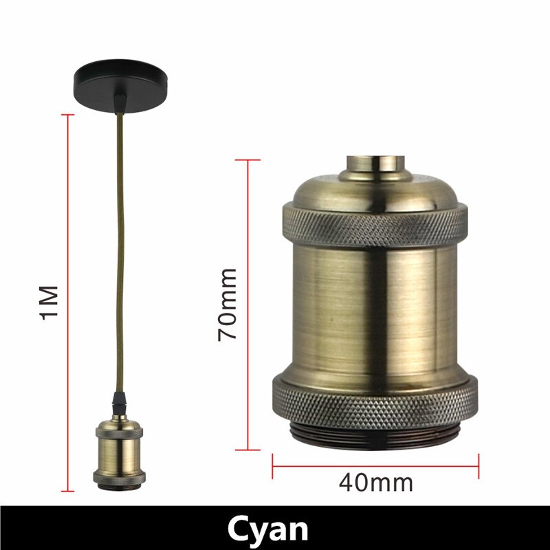 Retro Vintage Pendant Lights - E27/E26 Lamp Holder Socket Green Bronze Set / E27 Light