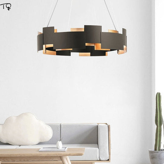 Post - Modern Industrial Pendant Lights Gold Black Iron Art Metal Suspension Luminaire Living Room