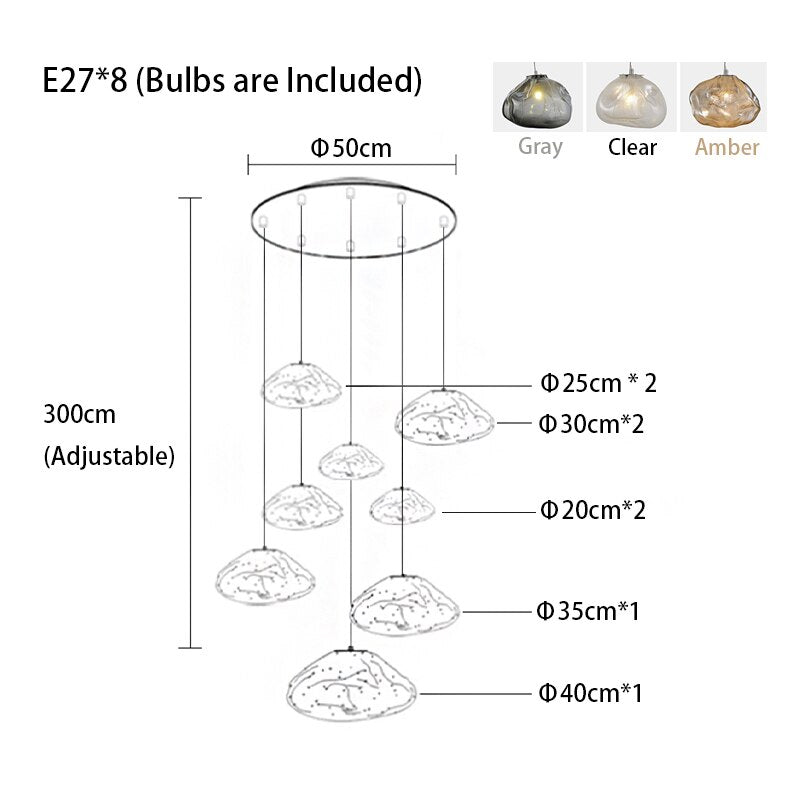 Cloud Glass Dimmable Led Lights Modern Ceiling Chandeliers New Lustres Stair Pendant Lamps Home