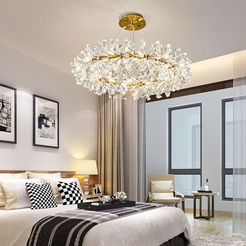 Luxurious Crystal Flower Ceiling Chandelier - Led Indoor Lighting For Home Decoration