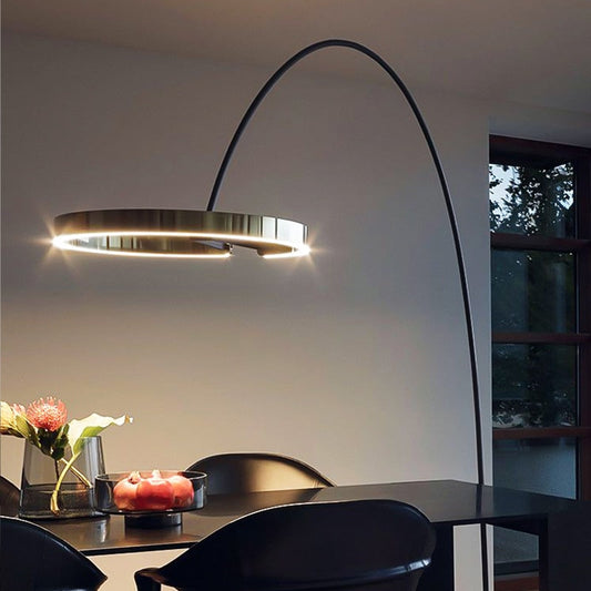 Led Floor Lamp Ring Shape Modern Creative Living Room Fishing Bedroom Bedside Lobby Vertical Lamps
