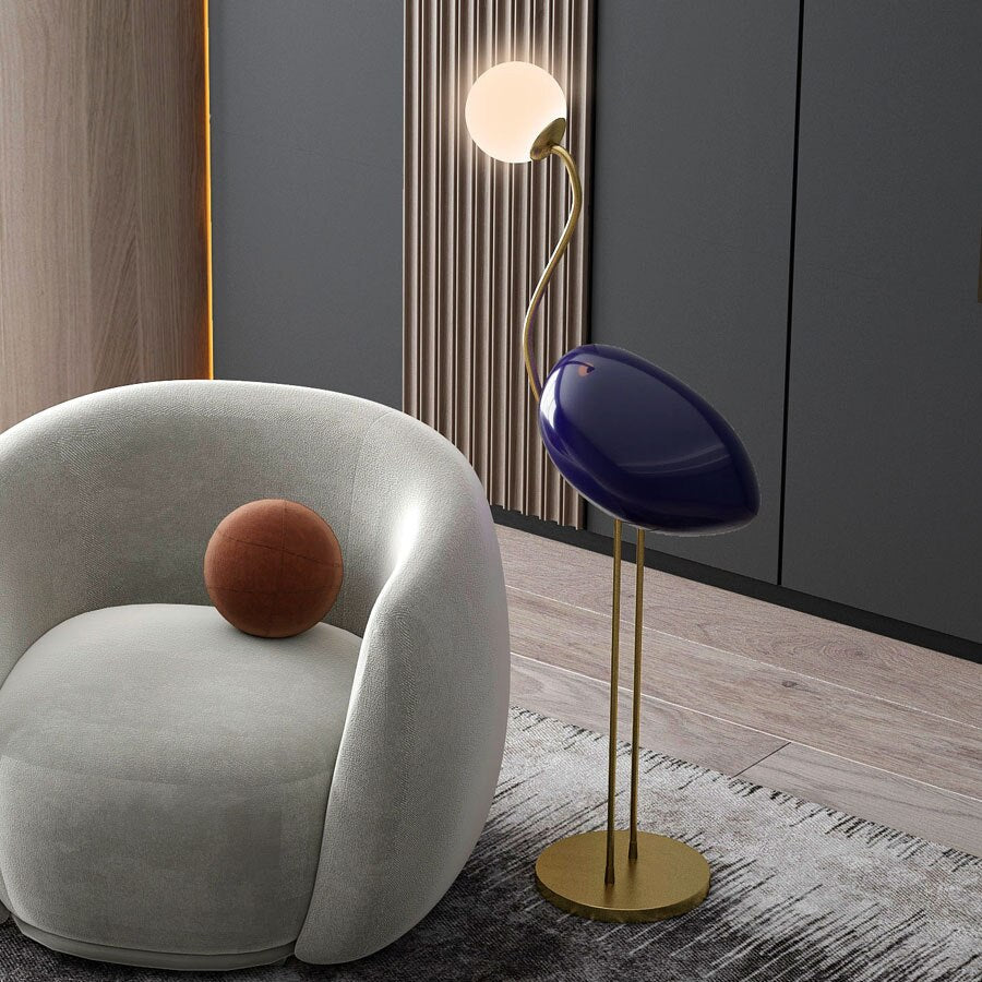 Nordic Minimalist Flamingo Glass Shade Led Floor Lamp - Stylish Living Room And Bedroom Lighting