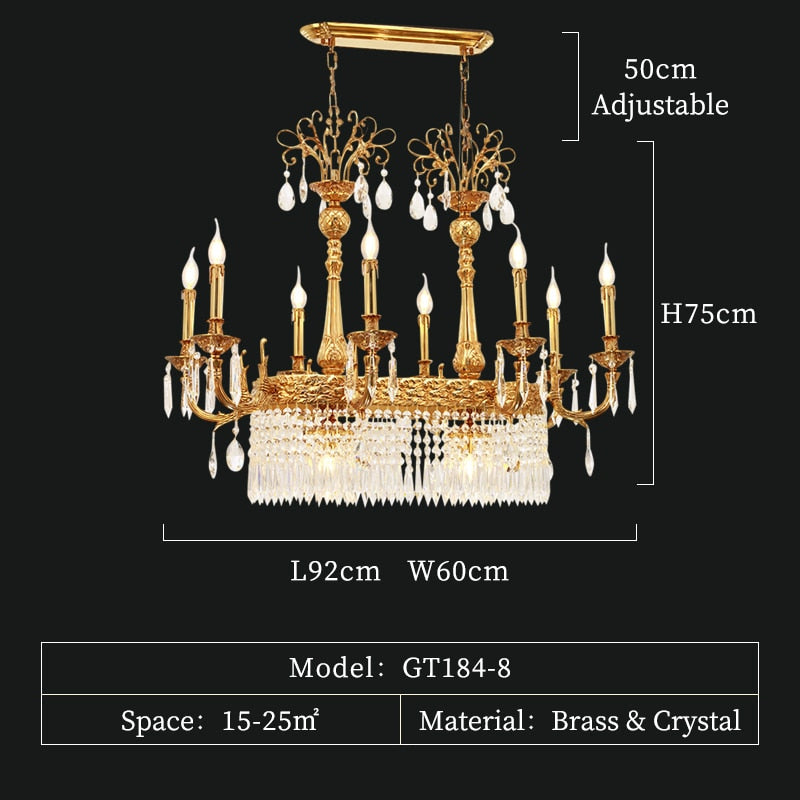 Malia - Modern Brass And Glass Pendant Light For Kitchen Island Dining Room 8Lights L92 W60 H75