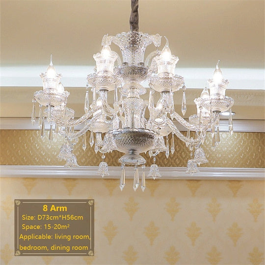Vintage K9 Crystal Chandelier - Elegant Lighting For Living Room Bedroom And Kitchen 8 Arm Lights