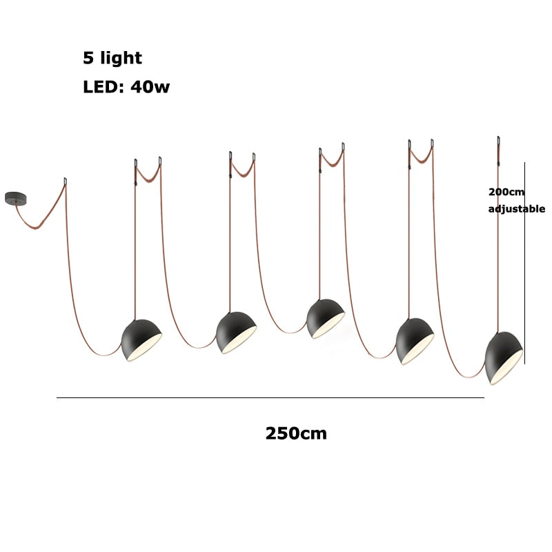 Trendy Diy Long Belt Black Orange Pendant Light Chandelier Luminaire Suspension Lamp For Living Room