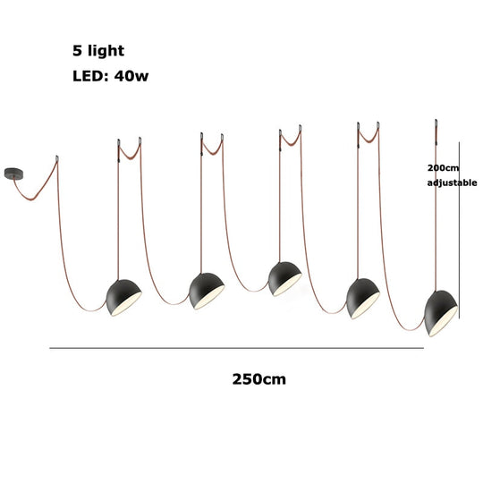 Trendy Diy Long Belt Black Orange Pendant Light Chandelier Luminaire Suspension Lamp For Living Room