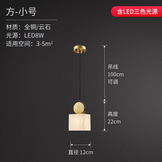 Nordic Luxury Marble Light Copper Hanging Lamp Simple Classical Decor Bedroom Bedside Living Room