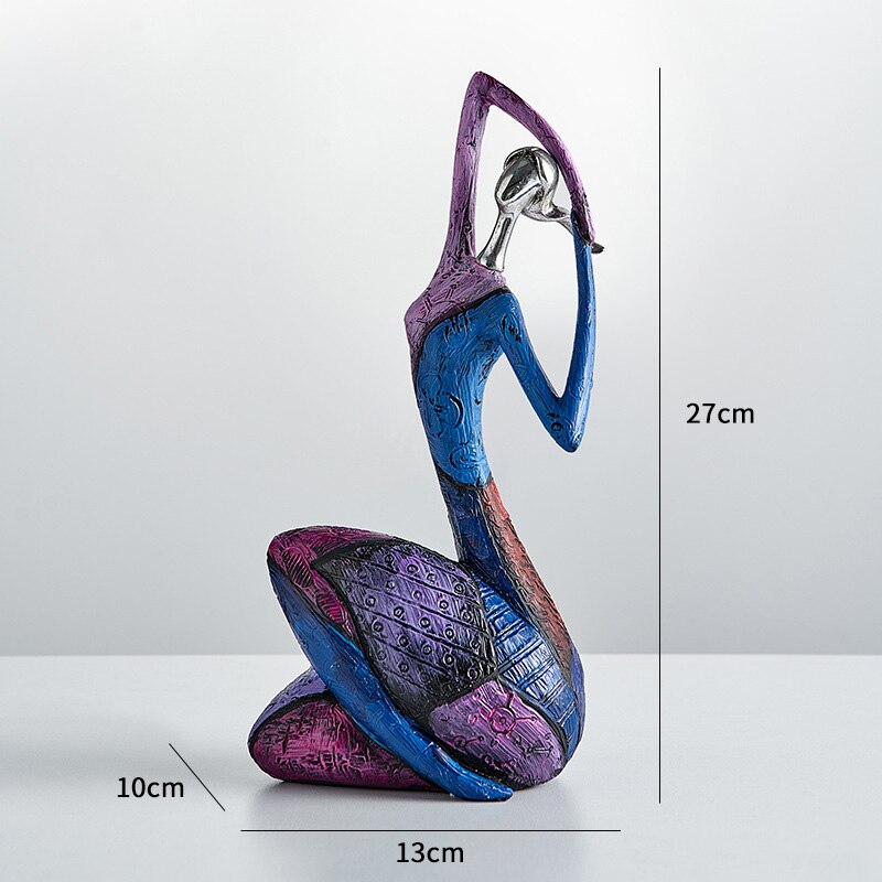 Abstract Art Resin Woman Sculpture: A Modern & Vibrant Touch For Home Decor 4 Items