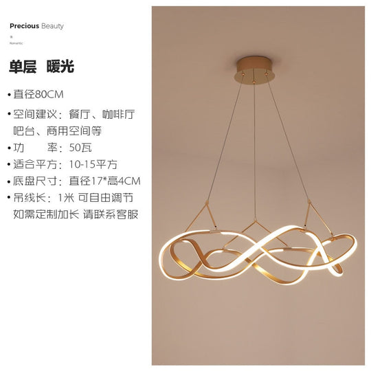 Nordic Luxury Gold Lustre Ring Led Decorative Pendant Lights Modern Simple Hanging Lamp Living Room