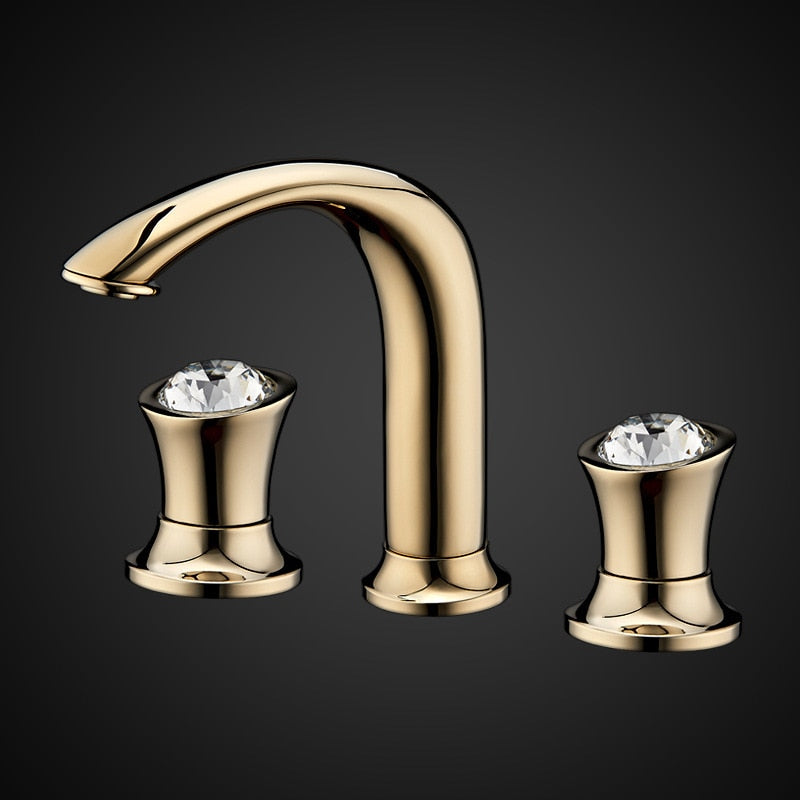 Basin Faucets Rose Gold Brass Bathroom Sink Holes Double Handle Luxury Bathbasin Bathtub Taps Hot