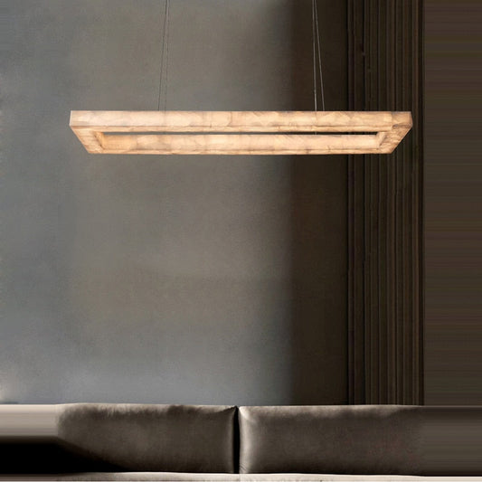 Retro American Rectangular Led Marble Black Ceiling Chandelier Lighting Lustre Suspension Luminaire