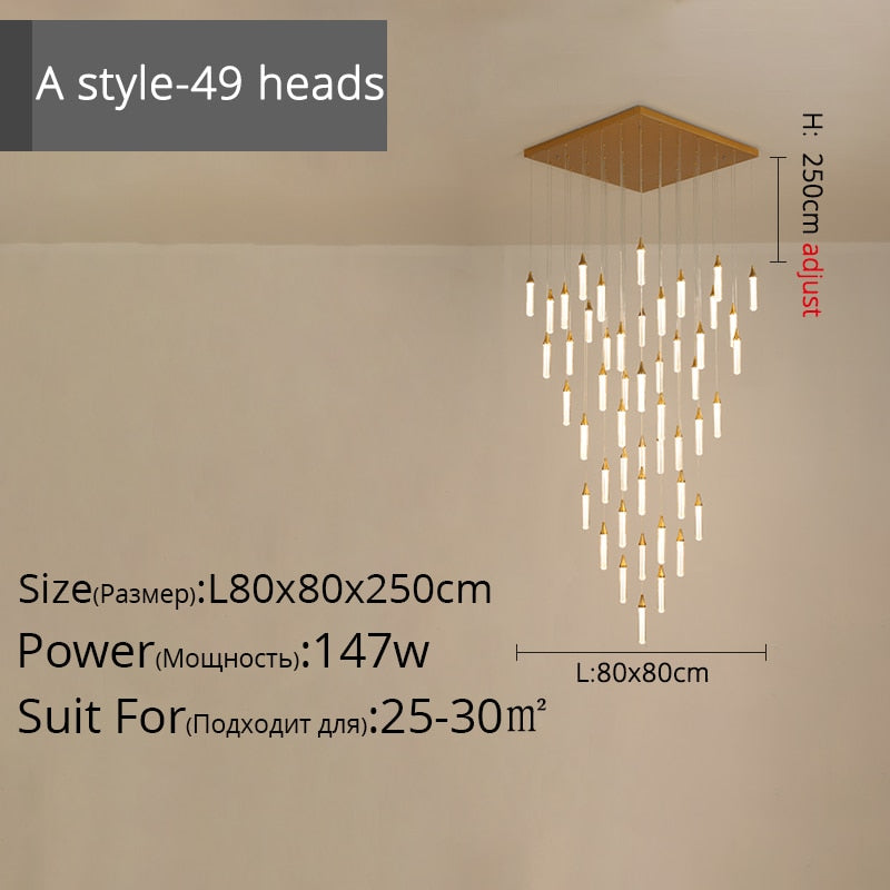 Duplex Stair Long Chandeliers High - Rise Apartment Rotating Jump - Storey Loft Ceiling Decoration