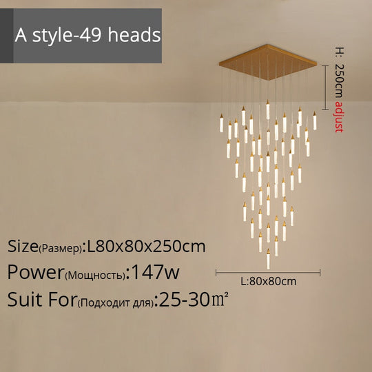 Duplex Stair Long Chandeliers High - Rise Apartment Rotating Jump - Storey Loft Ceiling Decoration