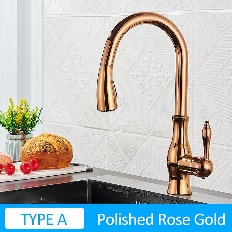 Black Kitchen Faucets Pull Out Sink Mixer Tap Single Lever Water Crane For 360 Rotation Type A -