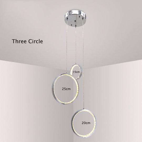 Nordic Circular Ring Crystal Pendant Light Modern Hanging Lamp Stairway Corridor Lustre Chandelier