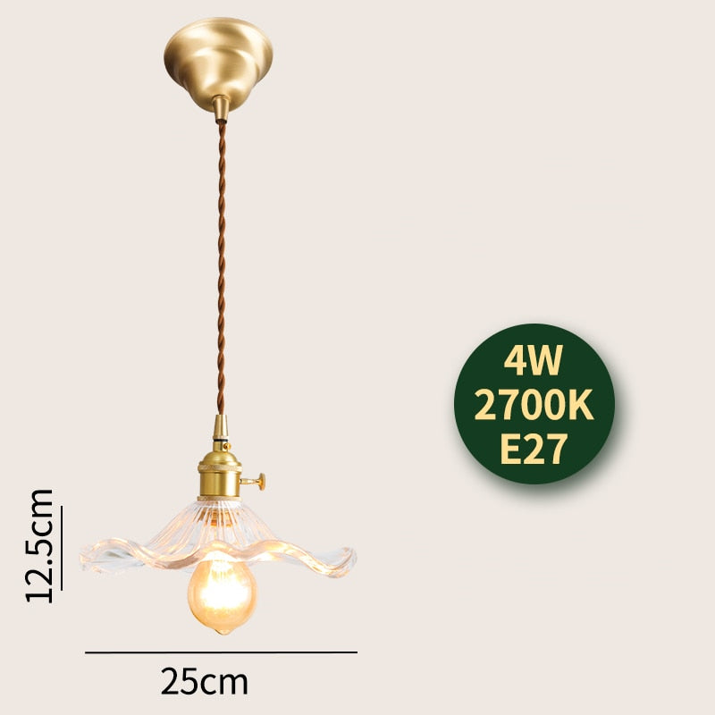Nordic Modern Led Hanging Lights Fixtures Glass Lampshade Copper Socket Home Indoor Decor Japan