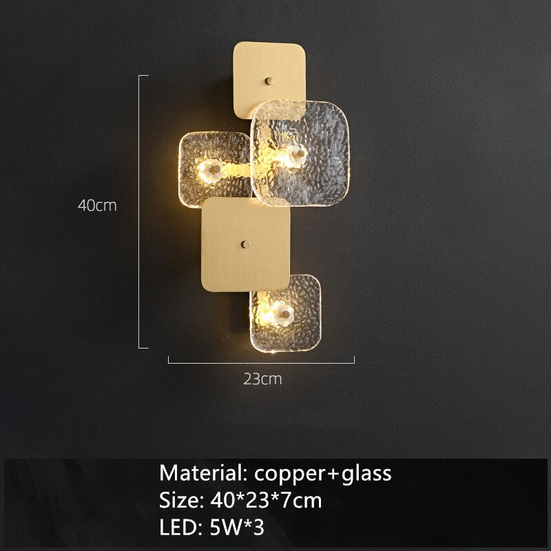 Art Design Brass Wall Lights Clear Glass Parlor Hotel Room Restaurant Sofa Background Sconce Home