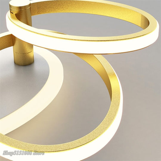 Gold White Modern Led Chandelier Lighting For Living Study Room Dimmable Indoor Ceiling Lamp Parlor
