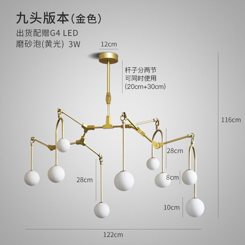 Nordic Design Post - Modern Spider Chandelier Lighting Gold Lustre G4 Led Modern Home Decor Living