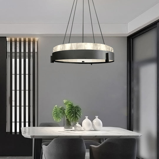 Modern Led Marble Ring Chandelier Creative Villa Living Room Bedroom Kitchen Indoor Lighting