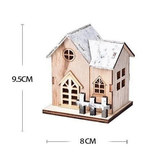 Christmas Led Light Wooden House Luminous Cabin Merry Decorations For Home Diy Xmas Tree Ornaments