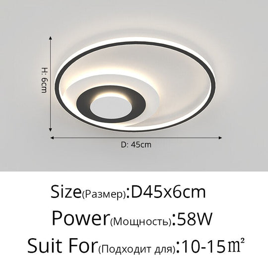 Nordic Modern Minimalist Bedroom Chandeliers White Black Led Ring Lamp Style Living Room Lights