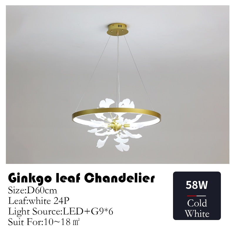 Nordic Minimalist Pendant Lights Living Room Geometric Line Ginkgo Lamp Simple Modern Luxury