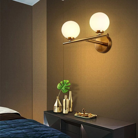 Nordic Gold Wall Lamp Glass Orb Shade Bathroom Bedside Bedroom Hotel Aisle Hallway Lighting Led