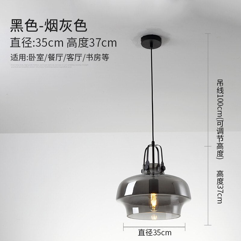 Nordic Design Restaurant Cognac/Gray Glass Pendant Lights Simple Modern Light Fixtures Balcony Bar