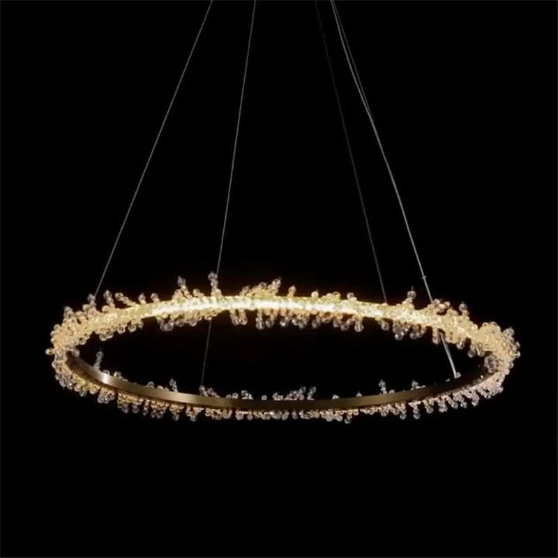 American Fashion Fire Crystal Flower Ring Chandelier Lighting Modern Luxury Simple Suspension