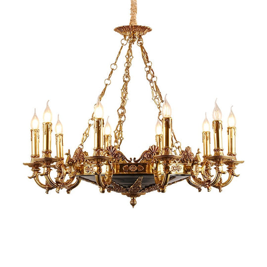 French Mid Century Chandeliers Luxury Classical Foyer Pendant Light Antique Brass Chandelier Lustre