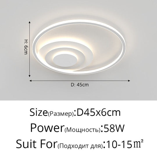 Nordic Modern Minimalist Bedroom Chandeliers White Black Led Ring Lamp Style Living Room Lights