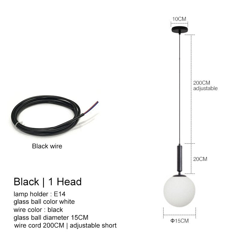 Nordic Modern Glass Ball Chandeliers Lighting For Dining Room Home Decor Pendant Light Kitchen