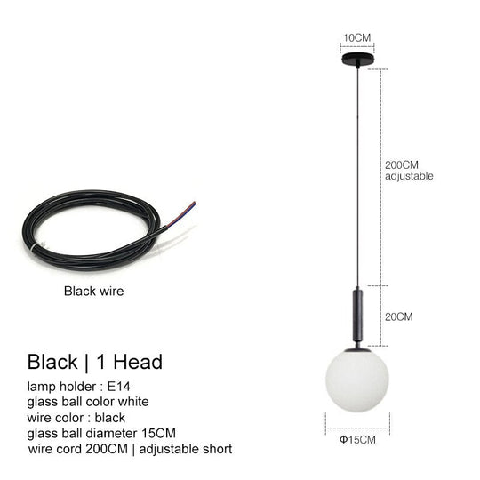 Nordic Modern Glass Ball Chandeliers Lighting For Dining Room Home Decor Pendant Light Kitchen