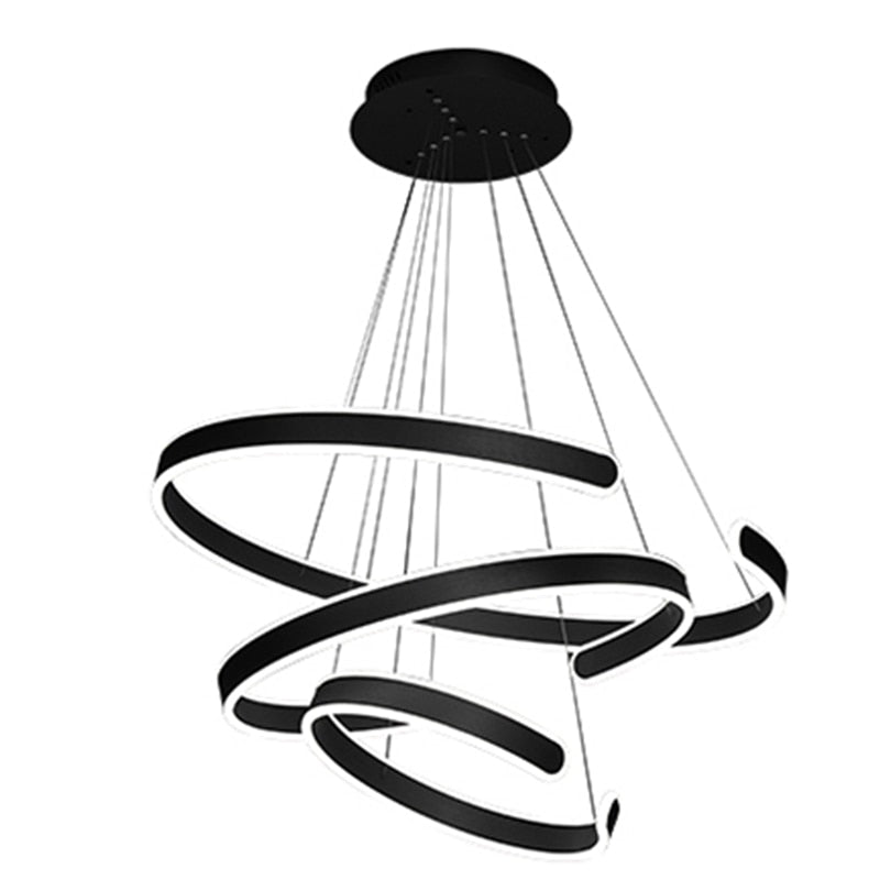 Modern 4 Round Ring Led Ceiling Chandeliers For Living Dining Room Staircase Hanging Lamp Home