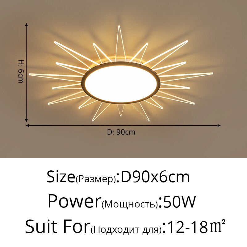 Ultra-Thin Living Room Led Ceiling Lights Modern Minimalist Atmosphere Bedroom Lamp Creative Sun