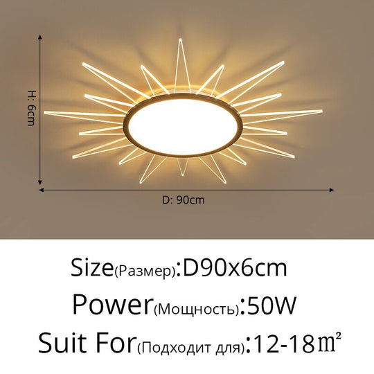 Ultra-Thin Living Room Led Ceiling Lights Modern Minimalist Atmosphere Bedroom Lamp Creative Sun