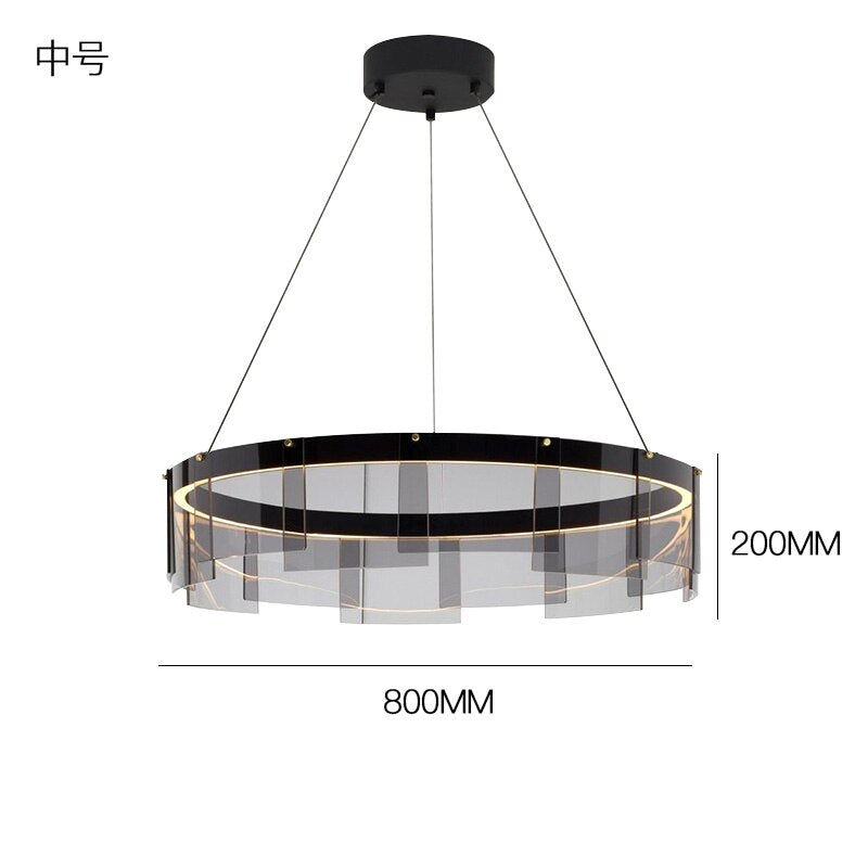 Led Chandelier Modern Glass Light Luxury Minimalist Design For Dining Room Hall Bedroom Rings