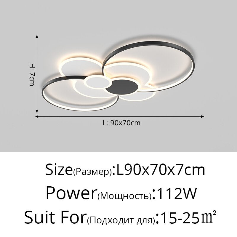 Nordic Living Room Chandeliers Atmosphere Led Ceiling Lamps Personality Golden Ring Bedroom Lamp