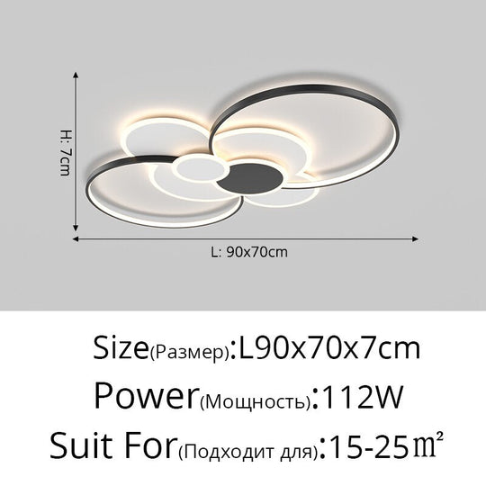 Nordic Living Room Chandeliers Atmosphere Led Ceiling Lamps Personality Golden Ring Bedroom Lamp