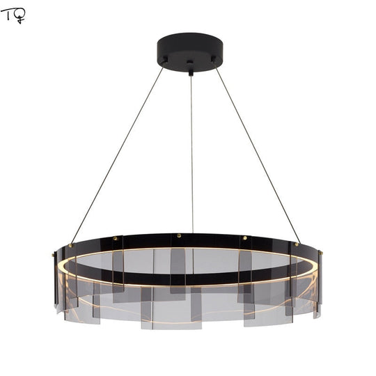 Post Modern Minimalist Round Smoke Gray Glass Pendant Lights Designer Luxury Hanging Lamp Living